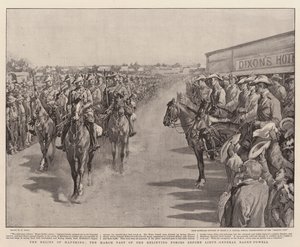 The Relief of Mafeking, the March Past of the Relieving Forces before Lieutenant General Baden-Powell